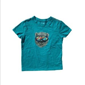 L.L. Bean Teal Bear Graphic Kids Tee